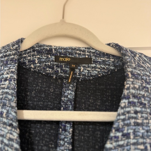 Maje Make Front Classic Preppy Rollye Knit Blue Dress Tweed Size 34 - Picture 6 of 9